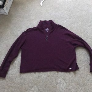 Hollister Waffle Knit Cropped Sweater Zip Up